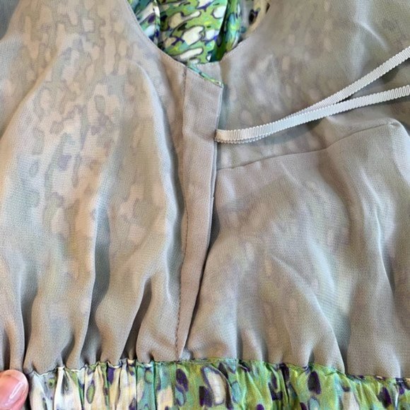 Anthropologie Leifsdottir 'Birch Tree' Green Silk Mini Dress - S - Picture 12 of 13